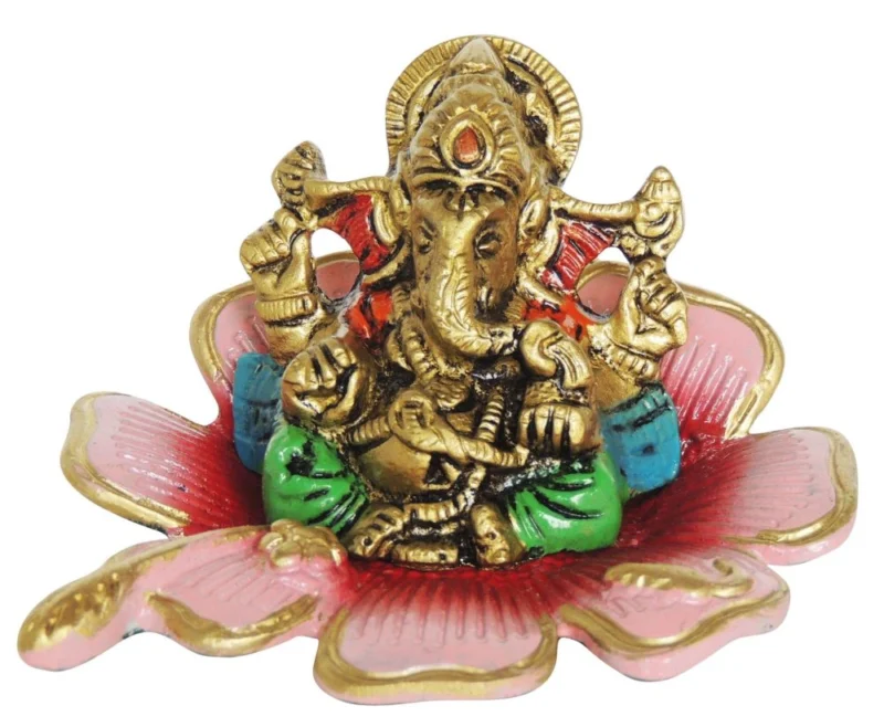 Ganesh Ji Idol in Aluminium, on Lotus