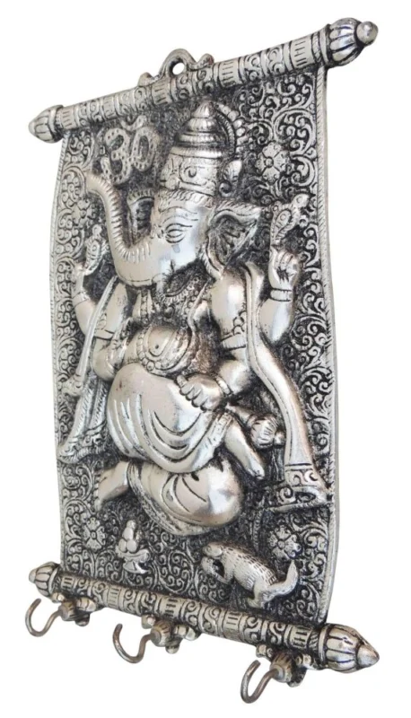 Aluminium Wall Hanging Decorative (Ganeshji Key), 7.7 inch