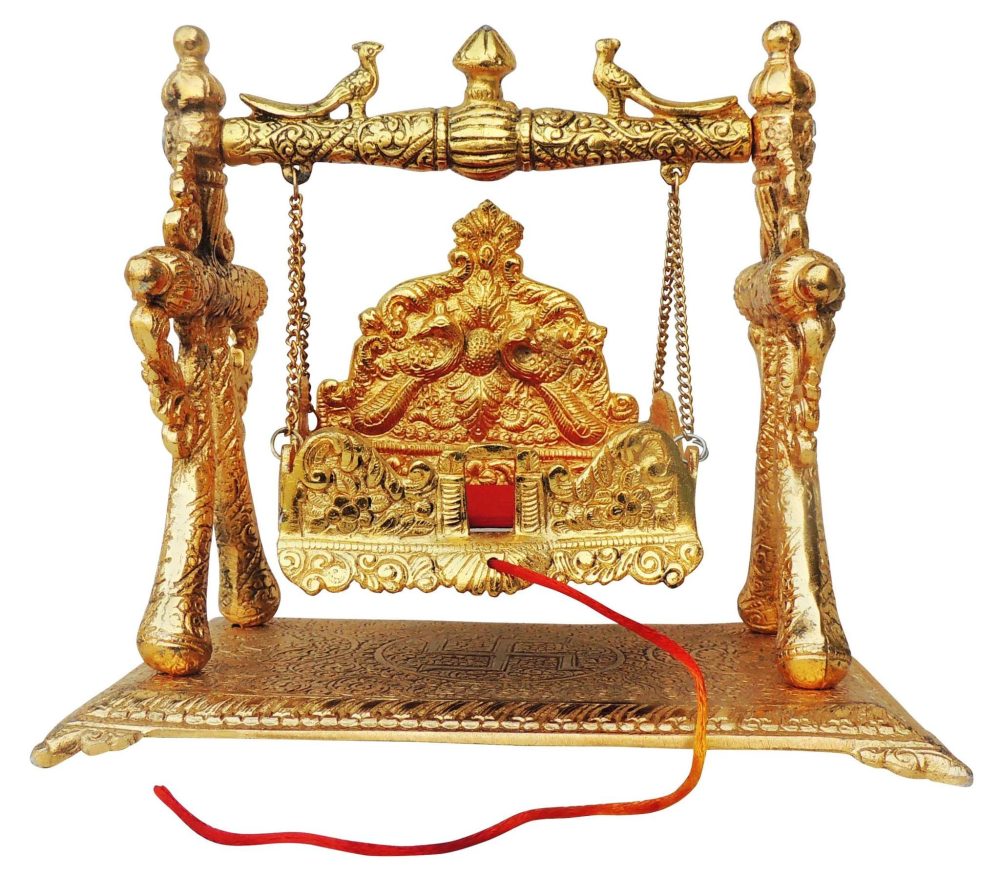 Laddu Gopal Jhula Idol in Aluminium, on Jhula, 8 inch, Vedikcraft Moradabad