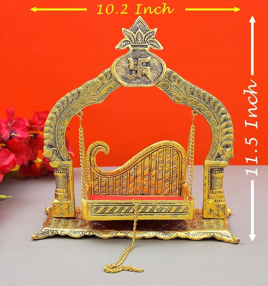 Laddu Gopal Jhula Idol in Aluminium, on Jhula, 11.5 inch, Vedikcraft Moradabad