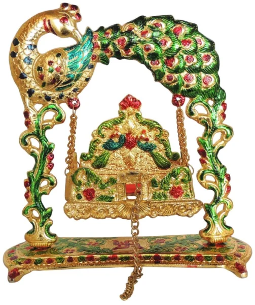 Laddu Gopal Jhula Idol in Aluminium, on Jhula (Gopla), 9.5 inch, Vedikcraft Moradabad