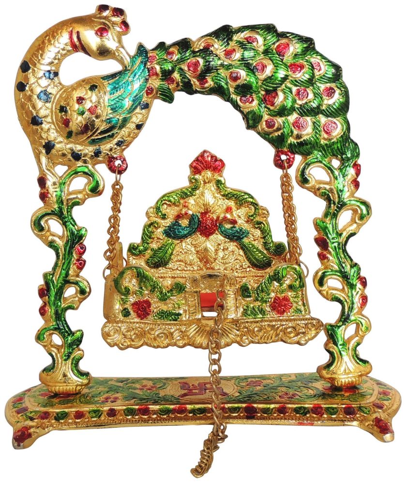 Laddu Gopal Jhula Idol in Aluminium, on Jhula (Gopla), 9.5 inch, Vedikcraft Moradabad