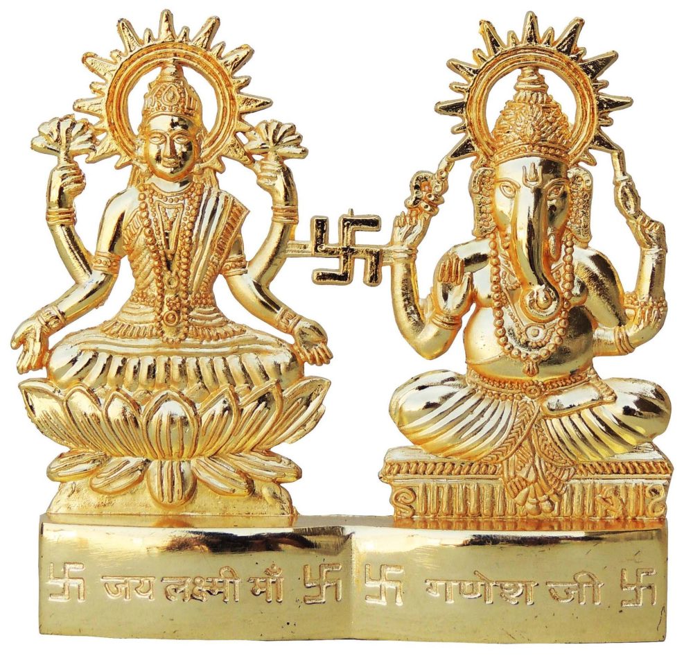 Laxmi Ganesh Murti Pair in Aluminium (Lakshmi Darbar), 4 inch, Vedikcraft Moradabad