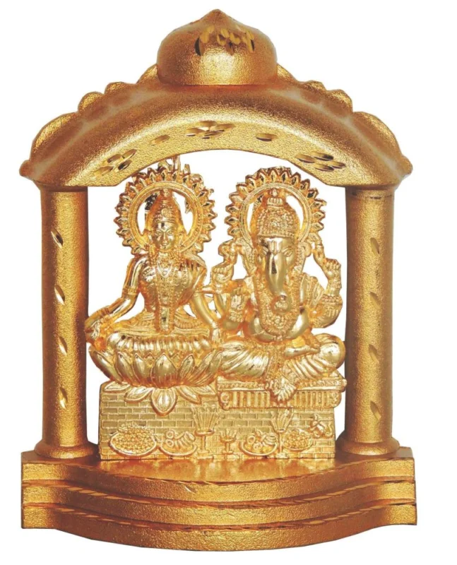 Laxmi Ganesh Murti Pair in Aluminium (Frame), 4.7 inch – for Home Mandir