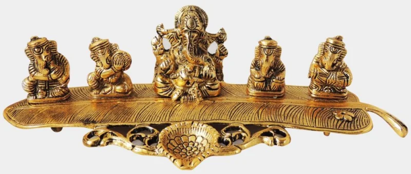 Ganesh Ji Idol in Aluminium (Musical), 3.1 inch – for Desk and Car