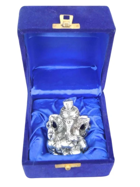Ganesh Ji Idol in Aluminium (Pagadi), 3.5 inch, Vedikcraft Moradabad