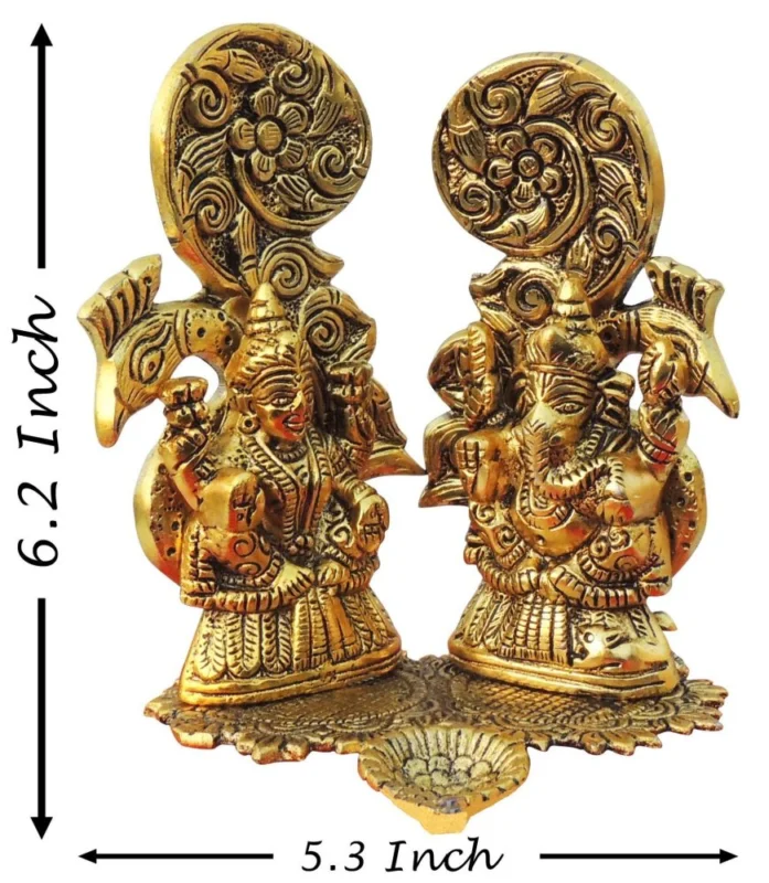 Laxmi Ganesh Murti Pair in Aluminium, 6.2 inch – for Home Mandir