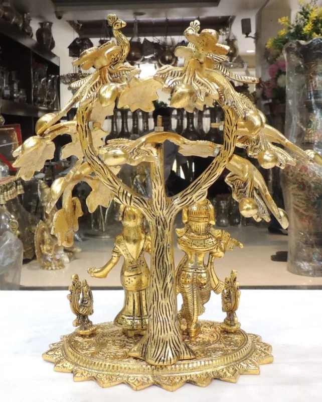 Radha Krishna Idol in Aluminium, 12.5 inch, 1.86 kg