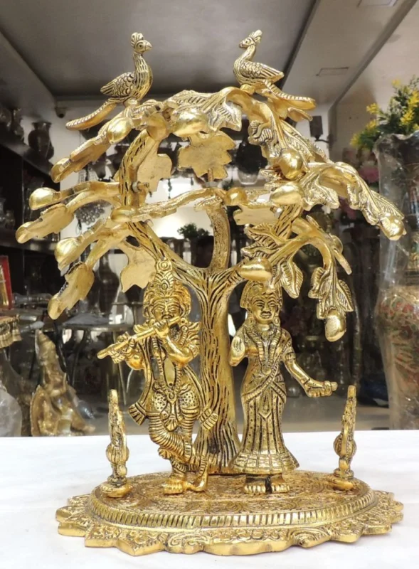 Radha Krishna Idol in Aluminium, 12.5 inch, 1.86 kg
