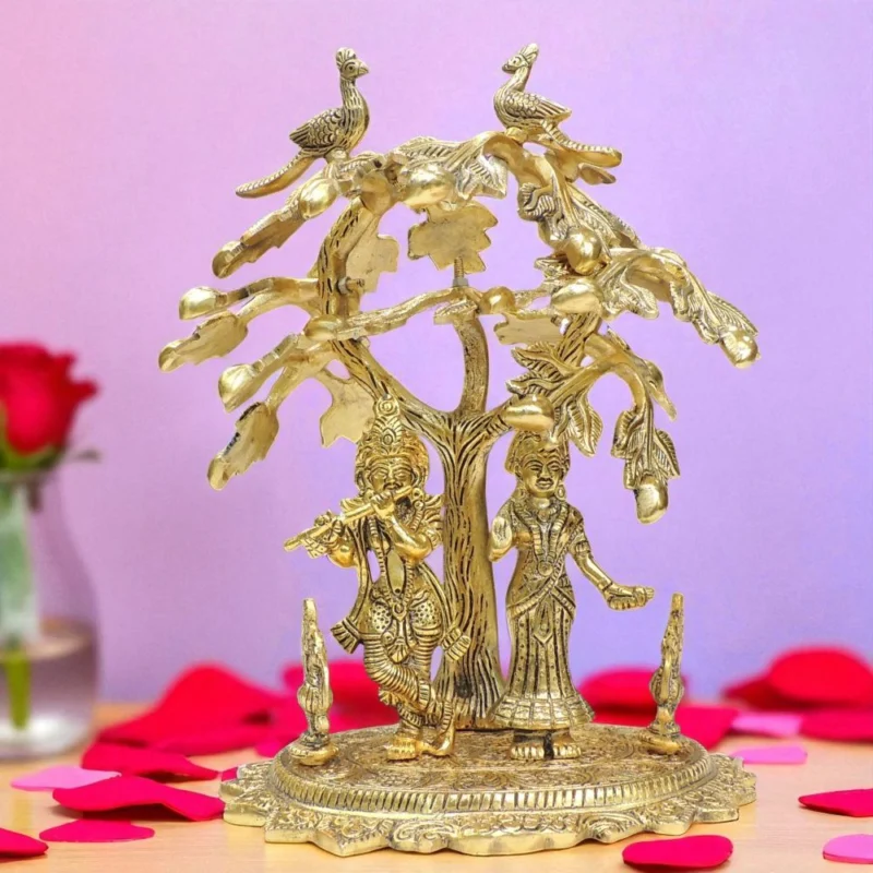 Radha Krishna Idol in Aluminium, 12.5 inch, 1.86 kg – for Pooja Room