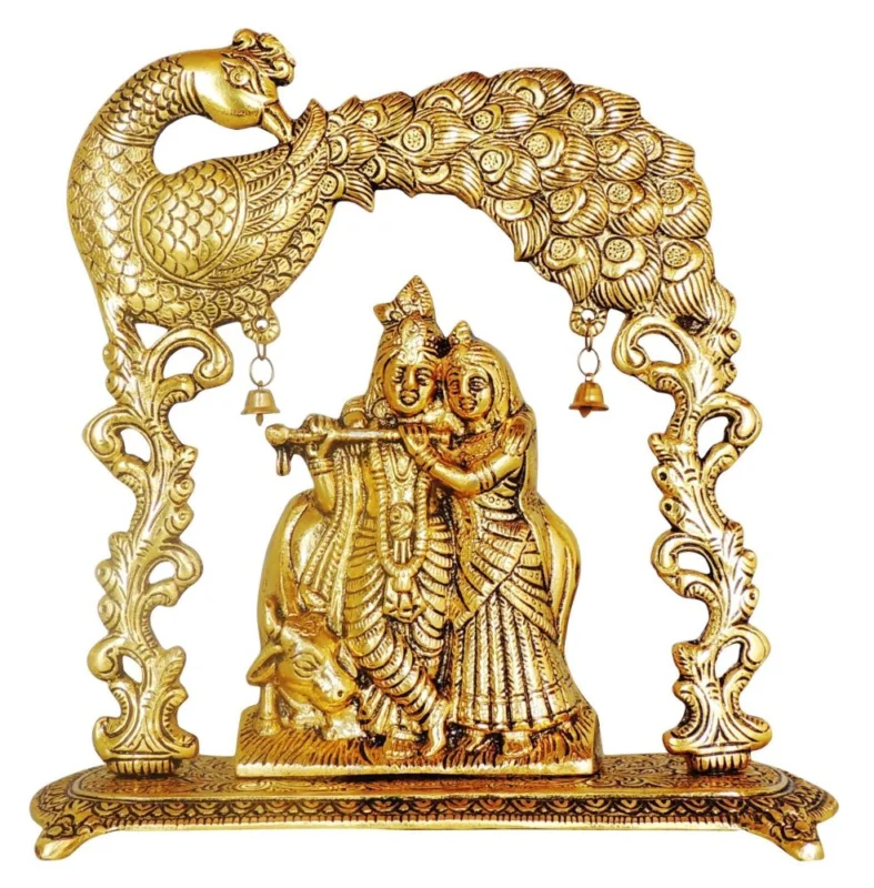 Radha Krishna Idol in Aluminium (Frame), 9.7 inch