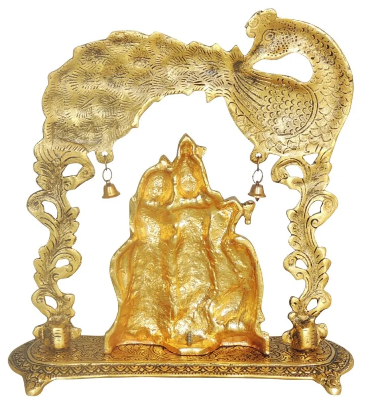 Radha Krishna Idol in Aluminium (Frame), 9.7 inch
