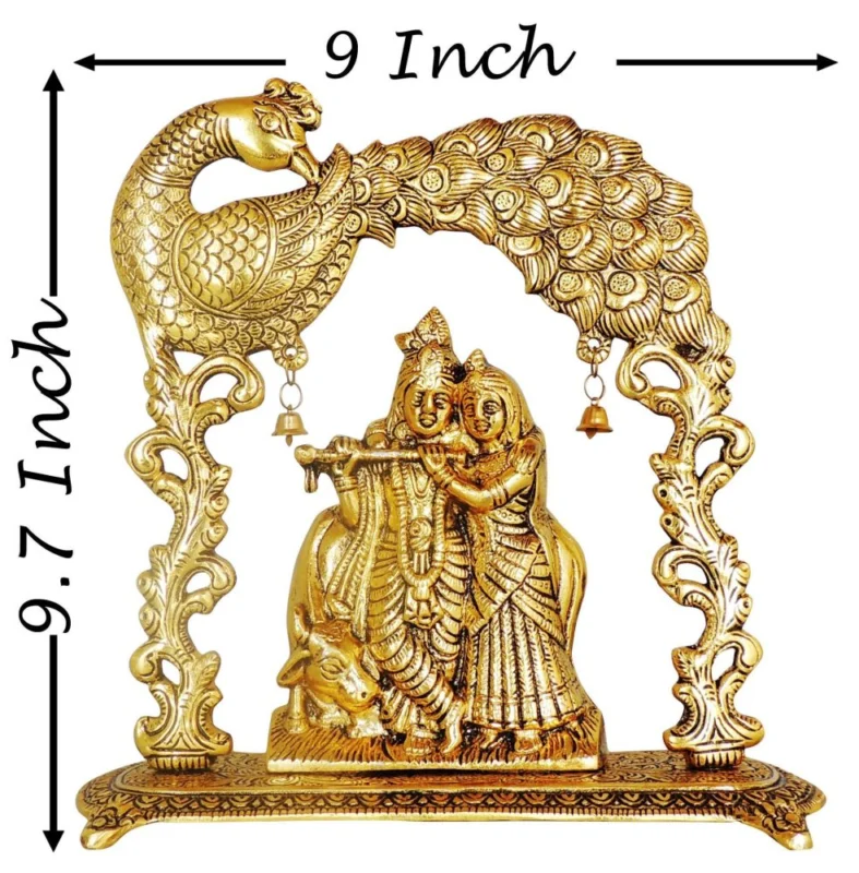 Radha Krishna Idol in Aluminium (Frame), 9.7 inch – for Pooja Room