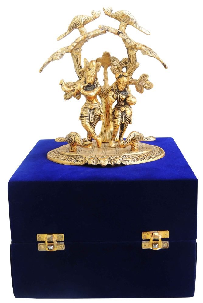 Radha Krishna Idol in Aluminium (Under), 8 inch, Vedikcraft Moradabad