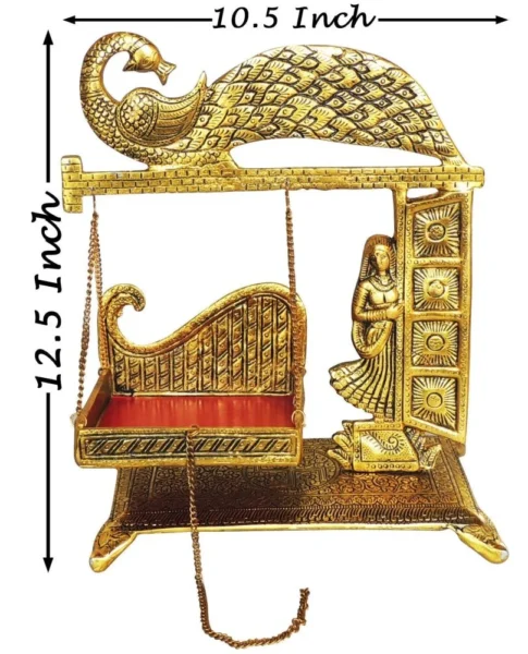 Laddu Gopal Jhula Idol in Aluminium, on Jhula (Radha), 12.5 inch, Vedikcraft Moradabad