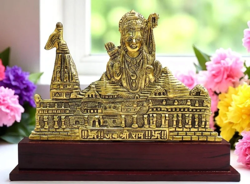 Aluminium Mandir for Home (Pooja Temple) (Ramji Ayodhya), 9.3 inch