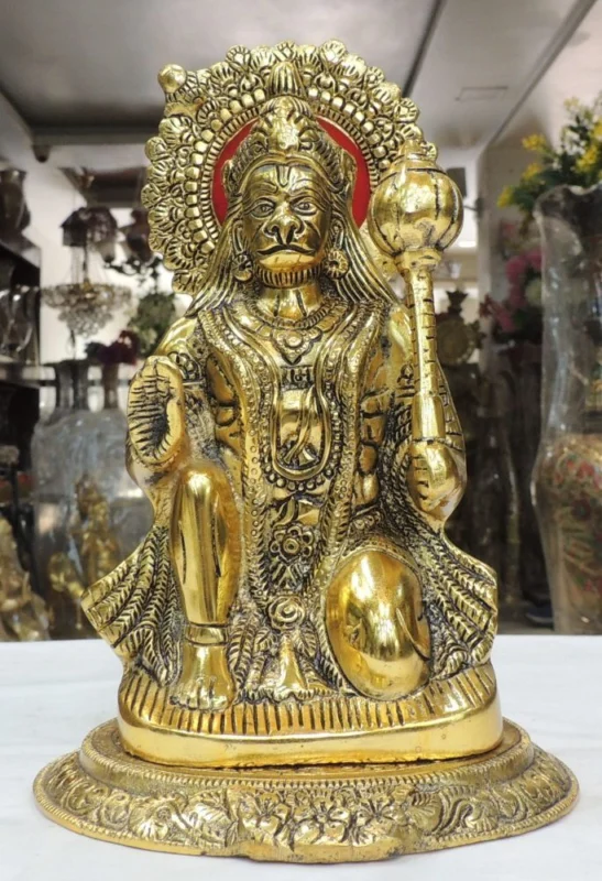 Hanuman Ji Idol in Aluminium, Seated, 10.5 inch