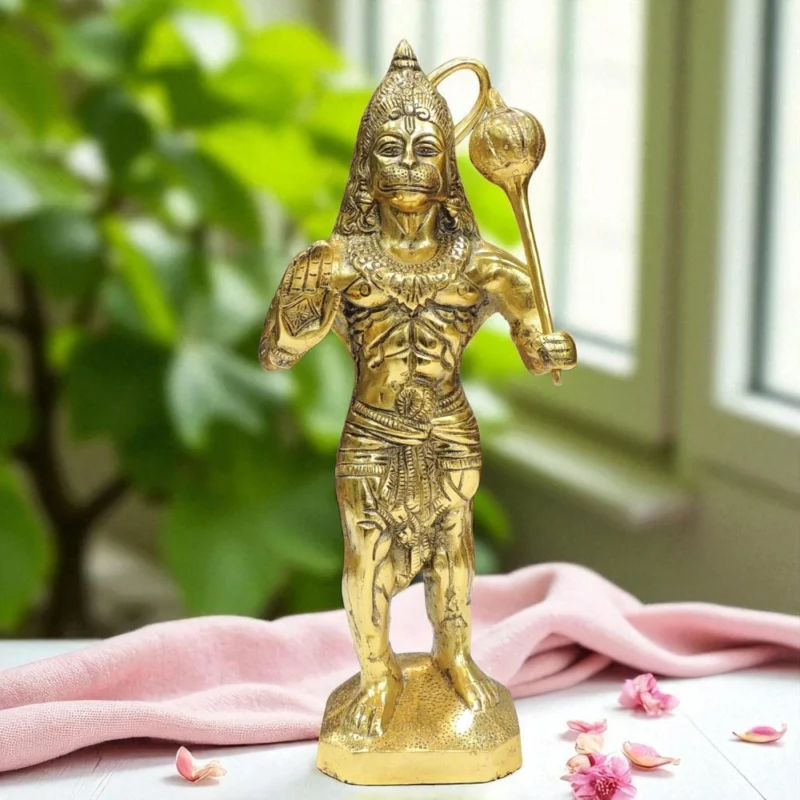 Hanuman Ji Idol in Aluminium, Standing, 16 inch – for Temple and Entrance