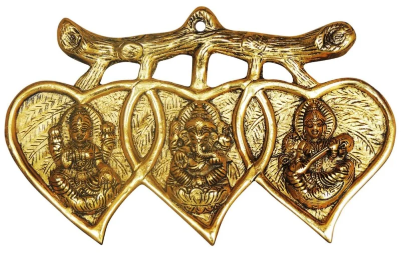 Laxmi Ganesh Saraswati Murti Pair in Aluminium (Lgs), 7 inch