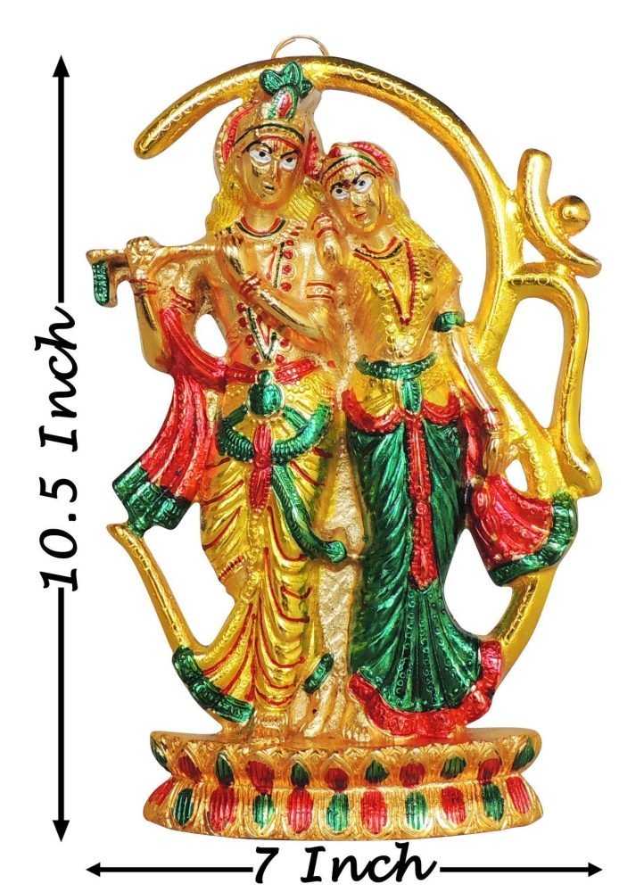 Radha Krishna Idol in Aluminium, Wall Hanging, 10.5 inch, Vedikcraft Moradabad