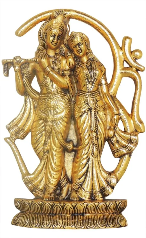 Radha Krishna Idol in Aluminium, Wall Hanging (Radhak), 10.5 inch – for Pooja Room