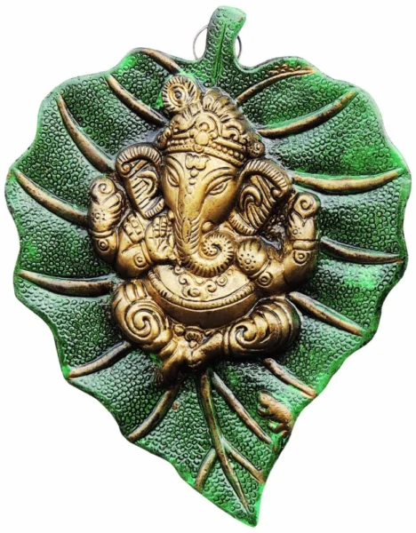 Aluminium Wall Hanging Ganesh (Patta), 6.5 inch, Green, Vedikcraft Moradabad