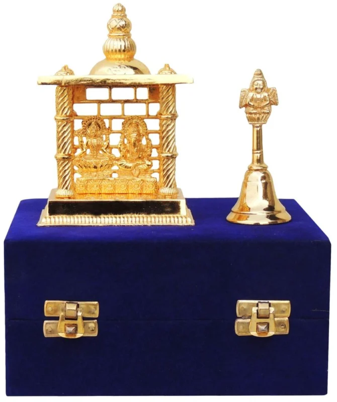 Aluminium Mandir for Home (Pooja Temple) (Laxmi Ganesh), 5.5 inch