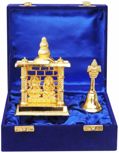 Aluminium Mandir for Home (Pooja Temple) (Laxmi Ganesh), 5.5 inch, Vedikcraft Moradabad