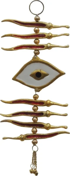 Aluminium Wall Hanging Decorative (Nibu Mirchi Eyes), 11 inch, Vedikcraft Moradabad