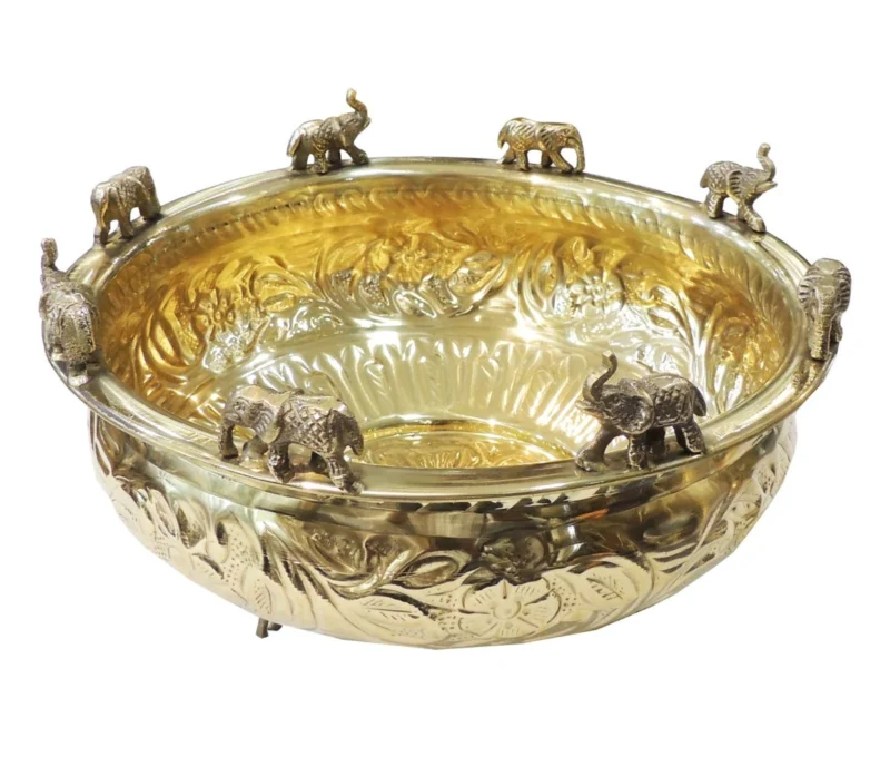 Brass Urli Bowl for Floating Flowers, 10 inch