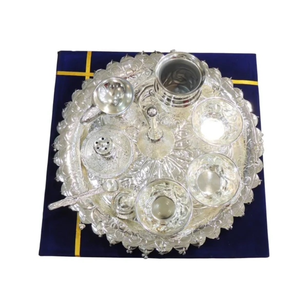 Brass Pooja Thali, 11.5 inch, 550 g, brass, Vedikcraft Moradabad