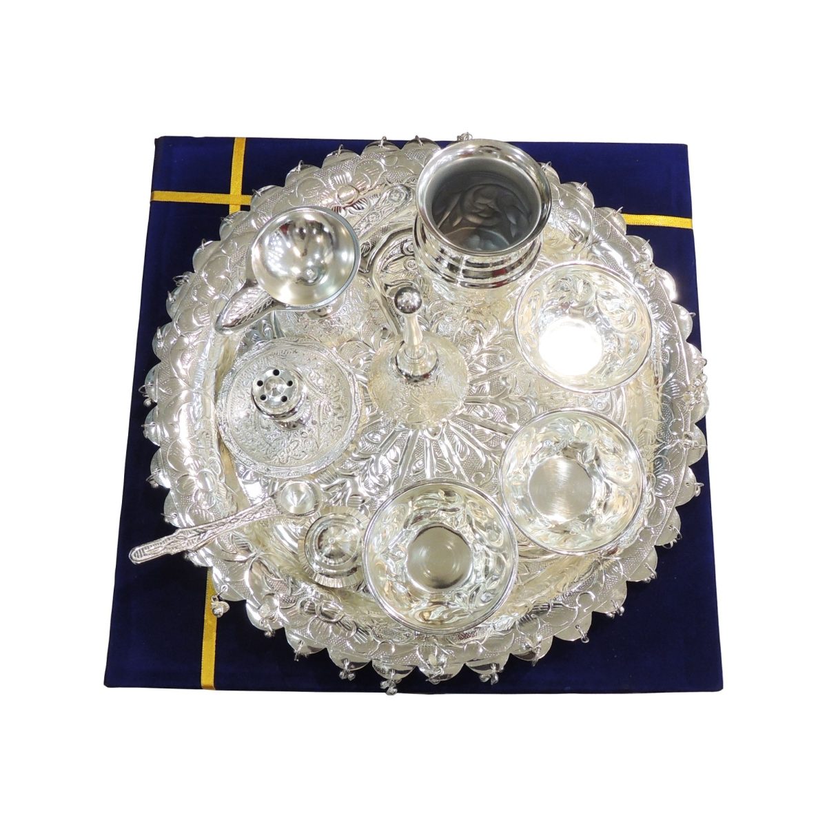 Brass Pooja Thali, 11.5 inch, brass, Vedikcraft Moradabad