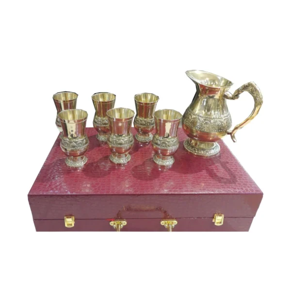 Brass Glass (Gilas), Set of 6, 3.66 kg, brass, Vedikcraft Moradabad