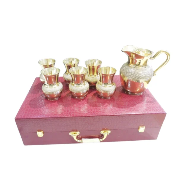 Brass Glass (Gilas), Set of 6, 4.56 kg, brass, Vedikcraft Moradabad