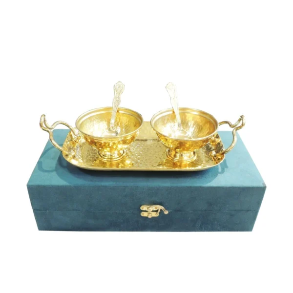 Brass Bowl, Set of 2 (Packed Velvet Box), 1.17 kg, brass, Vedikcraft Moradabad