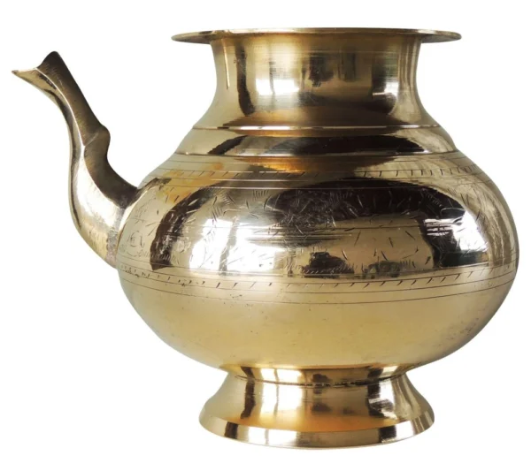 Brass Karwa, 1.4 Litre (Badna), 8 inch, brass, Vedikcraft Moradabad