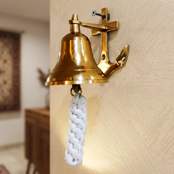 Brass Anchor Bell (Ghanti), 4 inch, brass, Vedikcraft Moradabad