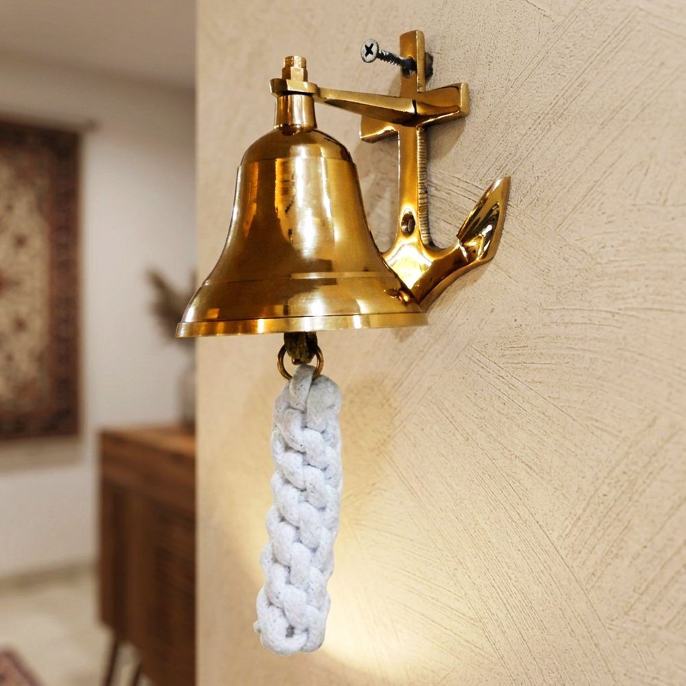 Brass Anchor Bell (Ghanti), 4 inch, brass, Vedikcraft Moradabad