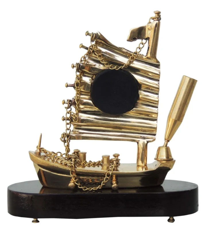 Brass And Wood Ship clock small, 5.5 inch