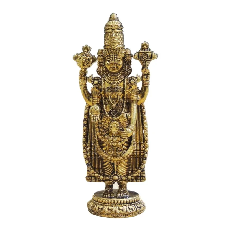 Tirupati Balaji Idol in Brass (Small), 4.5 inch – for Home Mandir