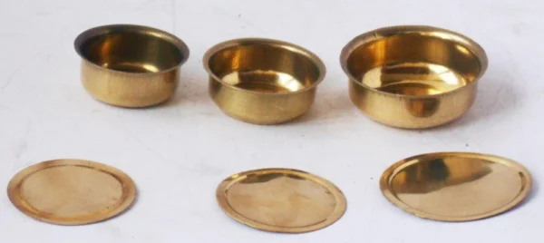 Brass Miniature Bhagona 3 PCs Set, 1 inch, brass, Vedikcraft Moradabad