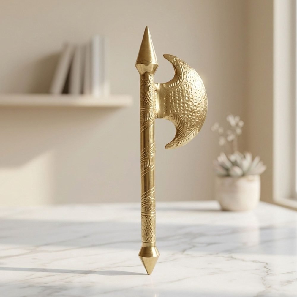 Brass Pooja Accessory for Pooja (Parshuram Farsa), 20.5 inch, brass, Vedikcraft Moradabad