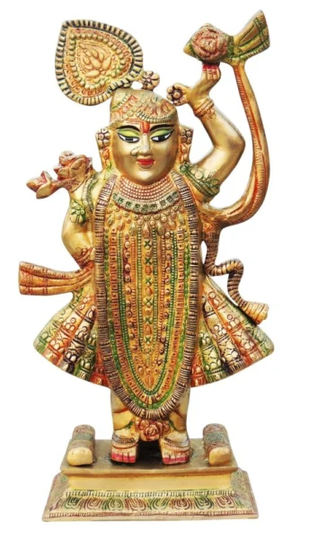 Krishna Ji with Flute Idol in Brass (Shrinath Srinath Banke), 17.5 inch, brass, Vedikcraft Moradabad