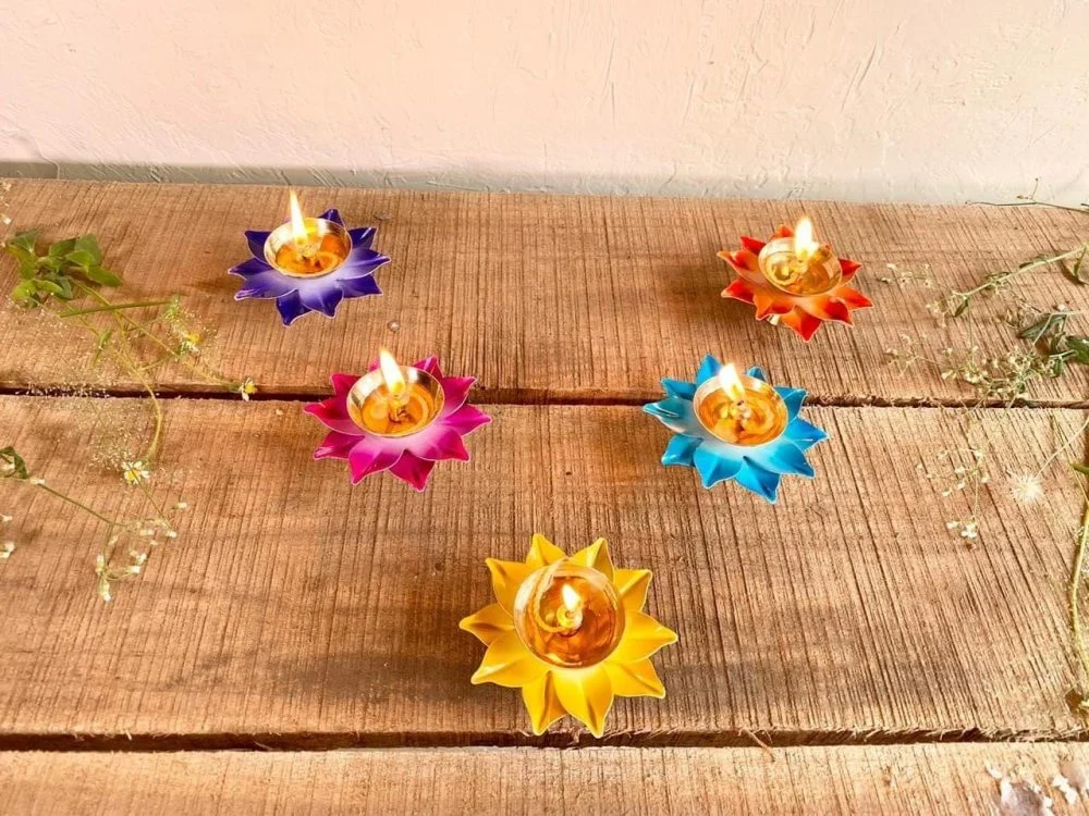 Brass Diya (Deepak) (Colourful)