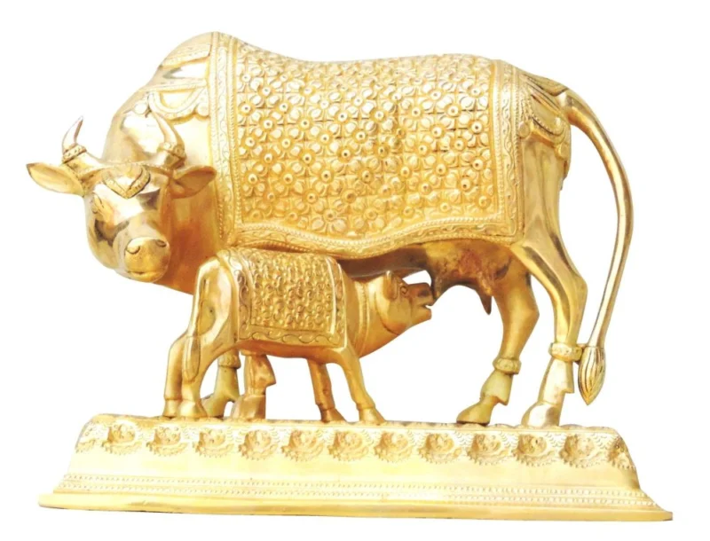 Brass Cow with Calf Showpiece, 6.72 kg