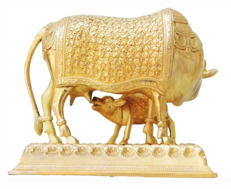 Brass Cow with Calf Showpiece, 6.72 kg