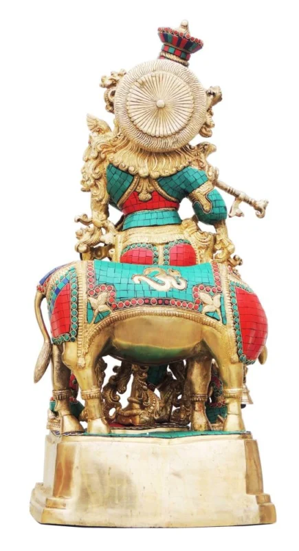 Krishna Ji with Flute Idol in Brass (Big), 28.5 inch
