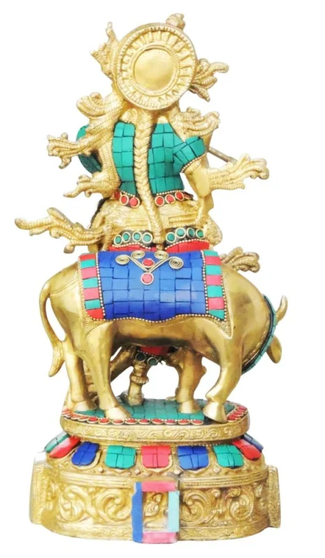 Krishna Ji with Flute Idol in Brass, 12.5 inch, 5.09 kg