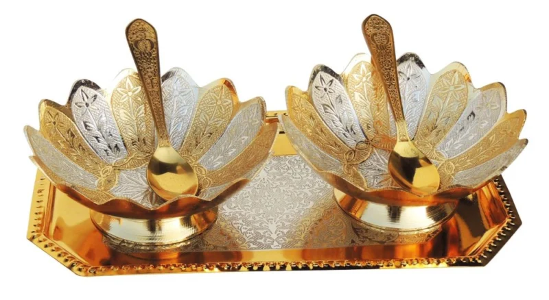 Brass Bowl, Set of 2, silver plated brass