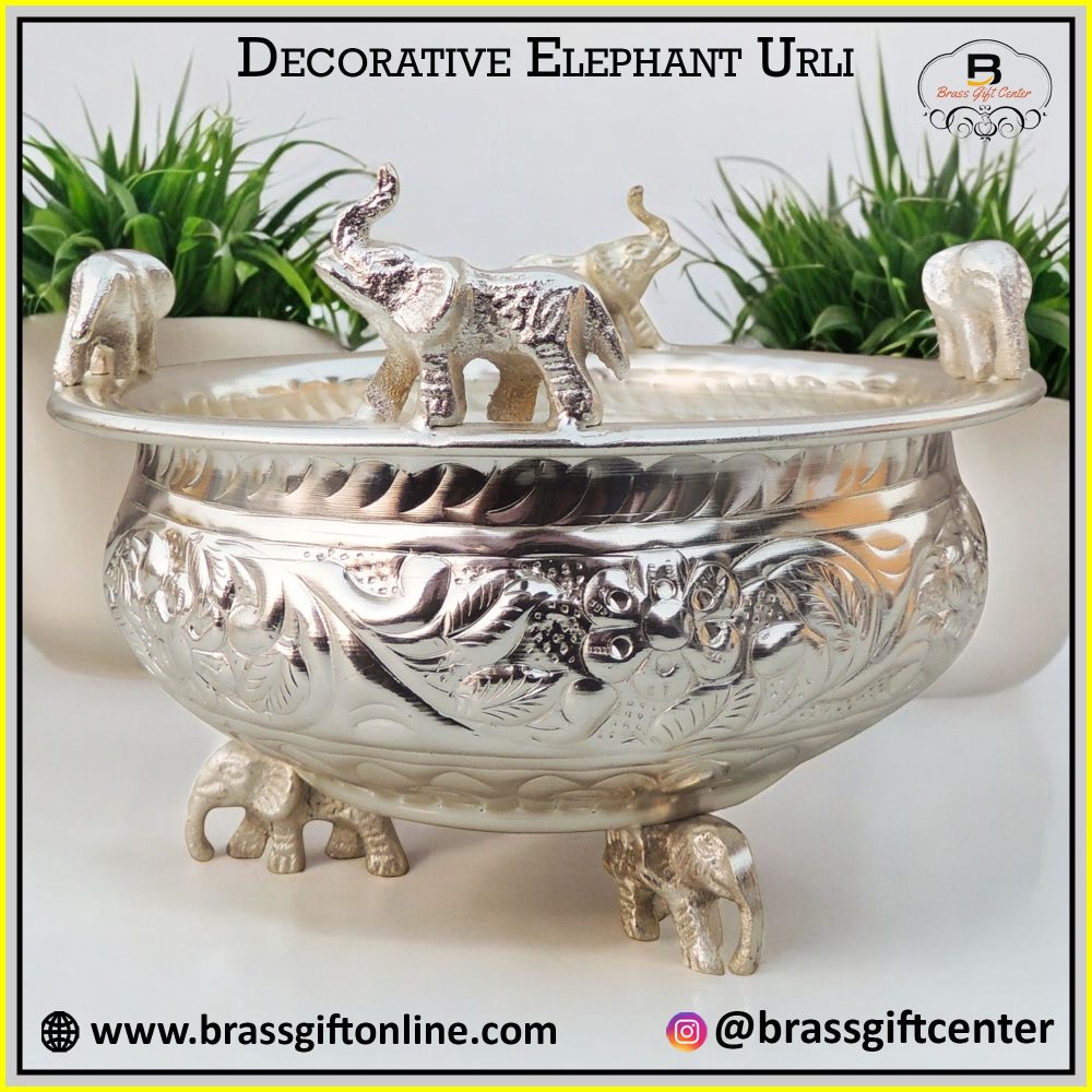 Brass Urli Bowl for Floating Flowers, 6.5 inch, brass, Vedikcraft Moradabad